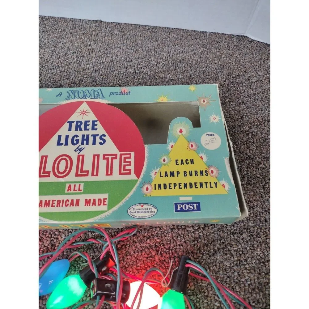 Vintage 1950'S Noma/Glolite Christmas Tree Lights NO 207 Candelabra Base W/Box